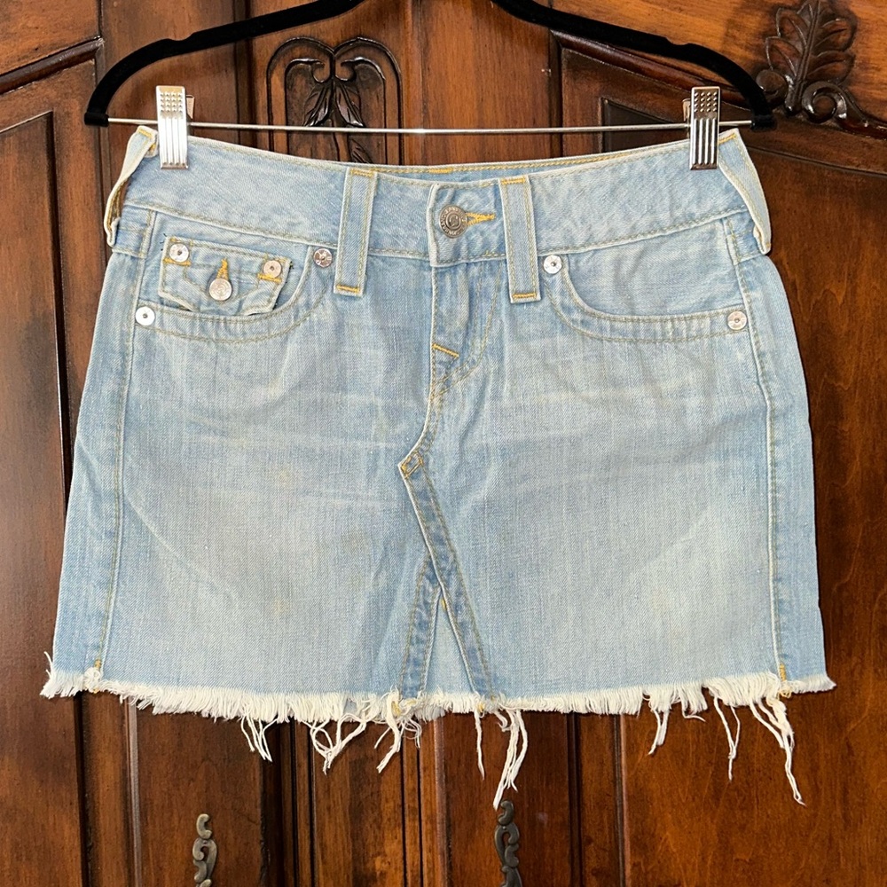 True Religion Light Wash Denim Skirt